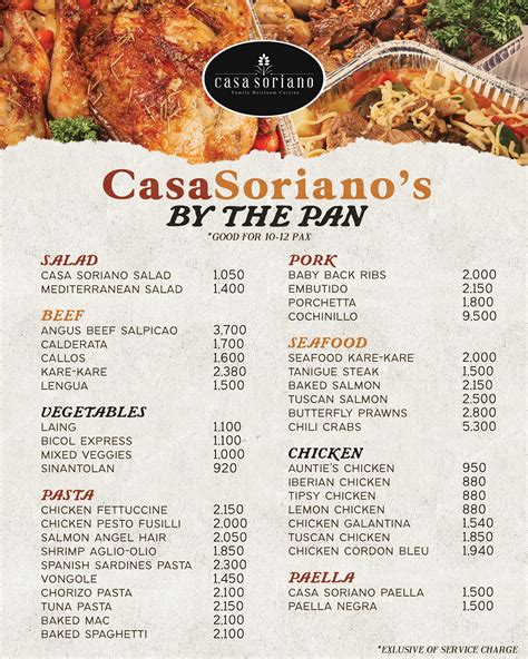 casa soriano menu